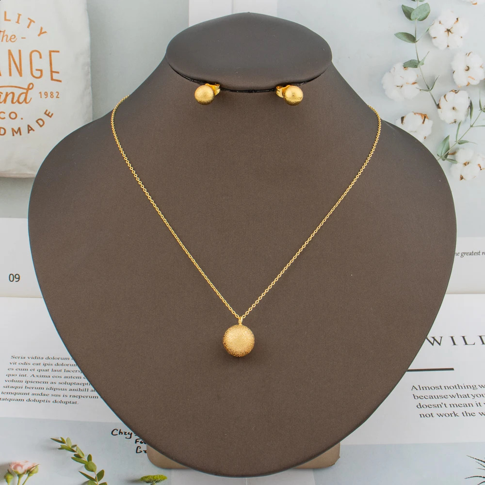 18K Gold Plated Earrings Necklace for Women Water Drop Pendant Girl Bohemian Fashion Jewelry Set Minimalist Chain Daily Wear 241226