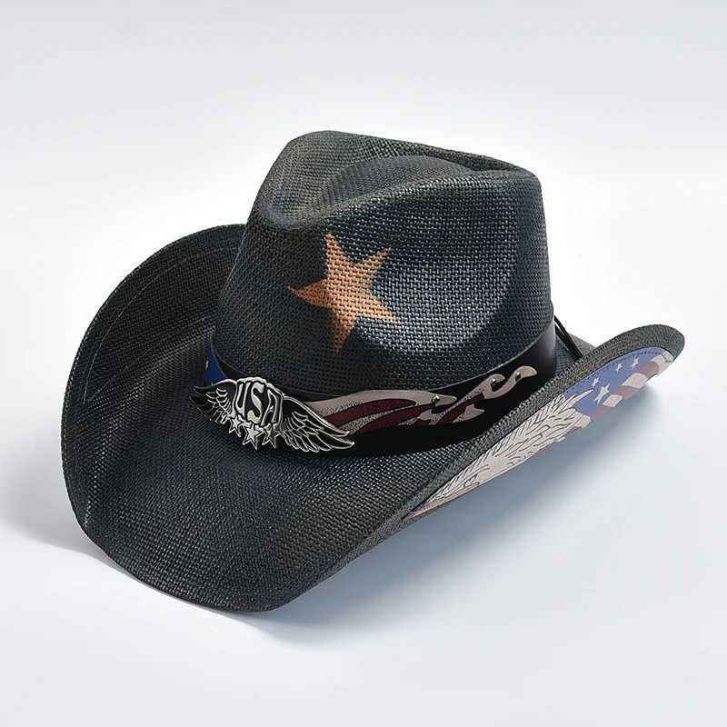 Retro Str Cowboy Hat Mens Gentleman Western Cowboy Hat Summer Beach Sun Hat Cowboy Hat Jazz Hat Sombrero Hombre W241225