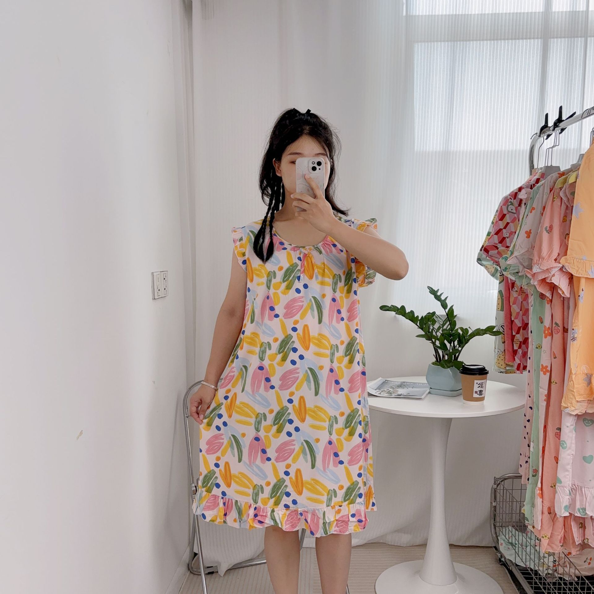 B619-Autumn and winter Korean women's sweet cotton zodiac red festive V-neck lace outerwear home clothes set pajamas