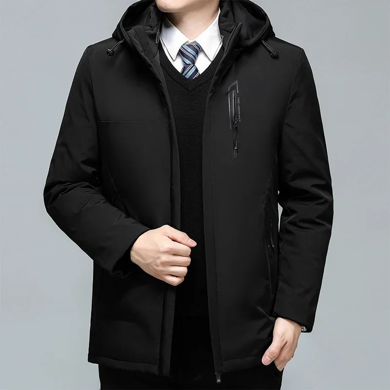2024 Casual Down Parkas Coat Oversize Plus Velvet Thick Keep Warm Winter Mens Black Padded Oversized Jacket 241225