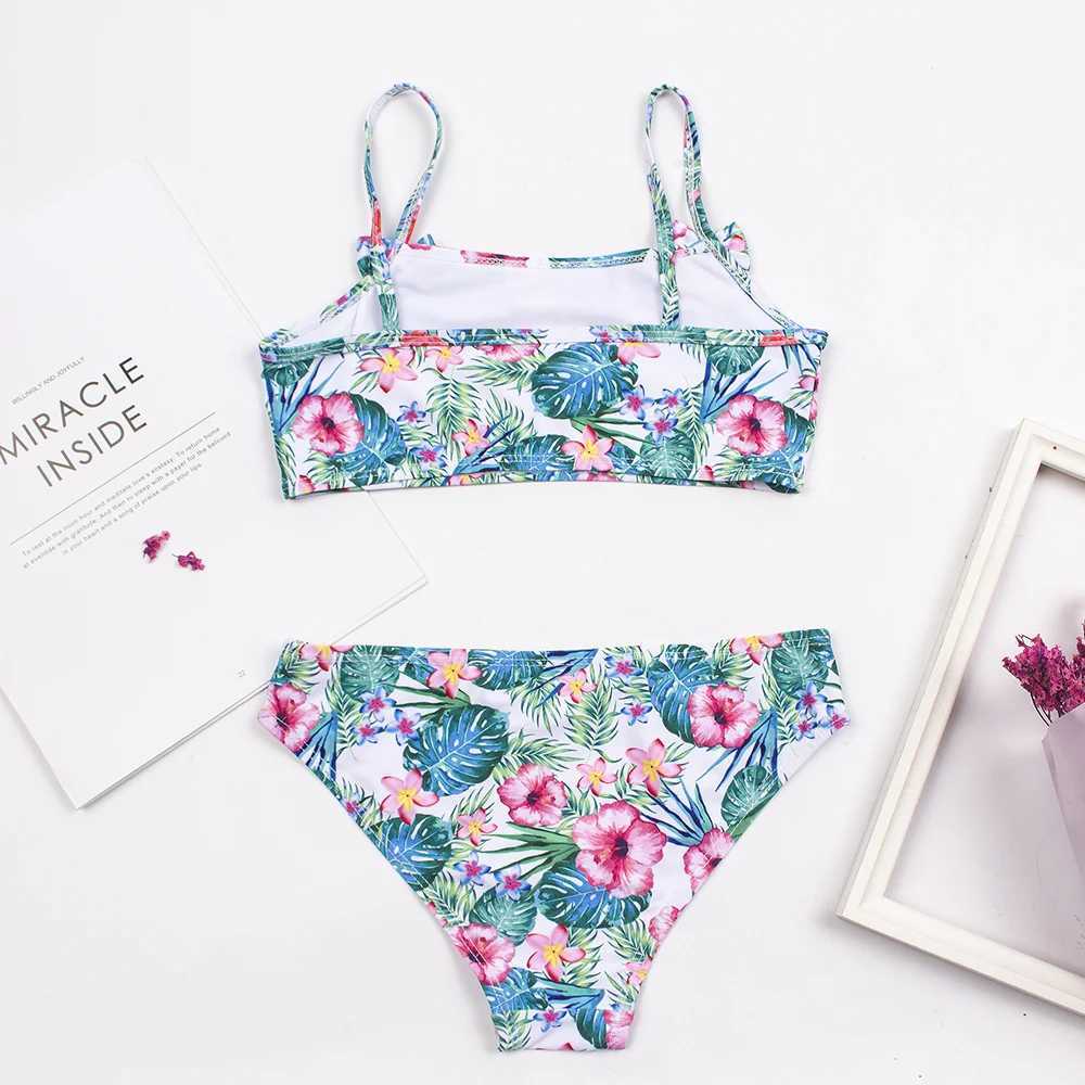 2-8 year childrens swimming suit childrens printed bow decoration bikini set summer childrens swimming suitW241225