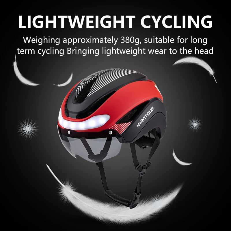 Horntour 2025 Bicycle Helmet Ride Lights Racing Road Bike Helmet Men and Women Outdoor Sports Pro Cycling Bicicleta Safety Cap XJ241226