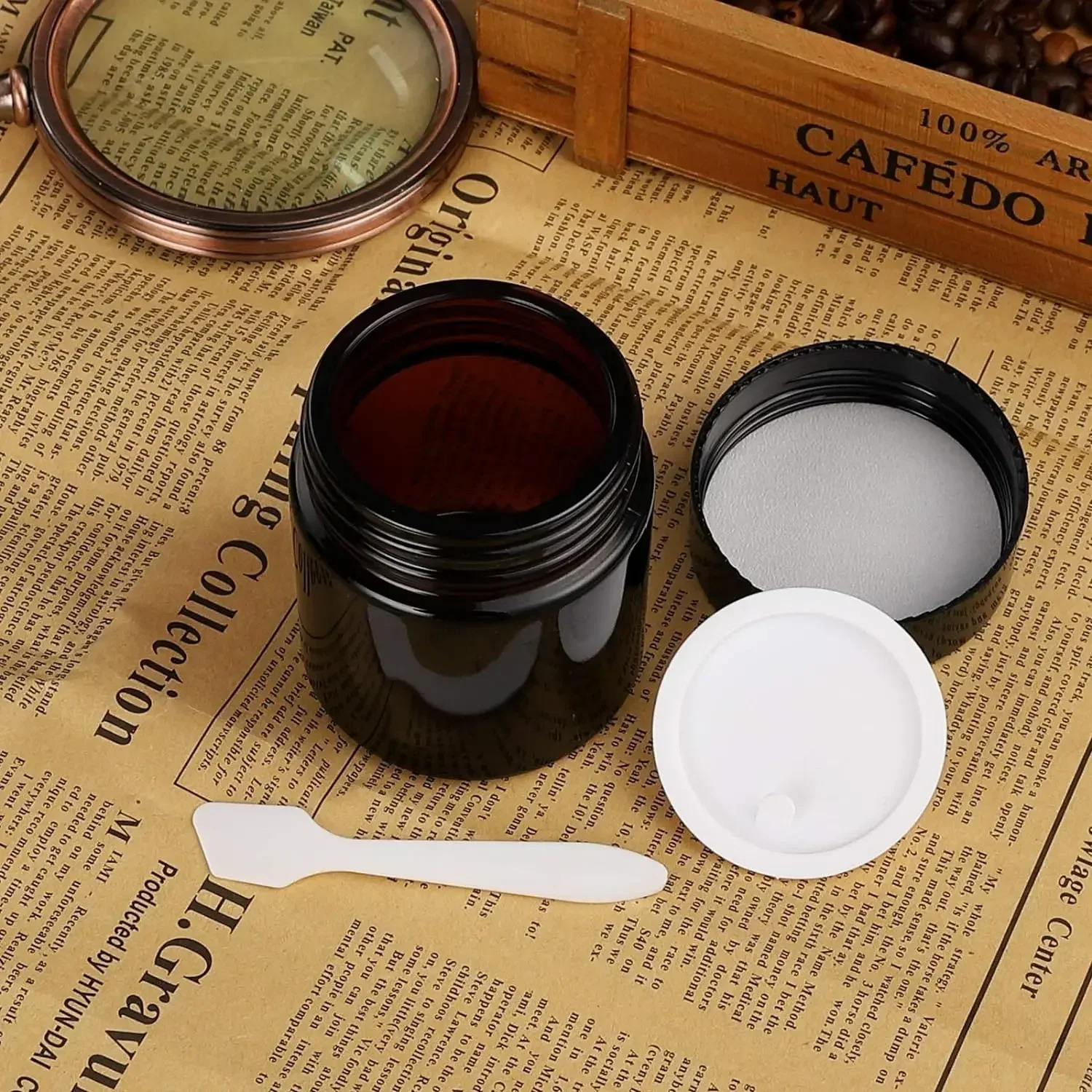 10pcs 5g-50g Amber Brown Glass Cosmetic Jar Face Cream Bottles Portable Travel Face Cream Cosmetic Container Accessories 241225