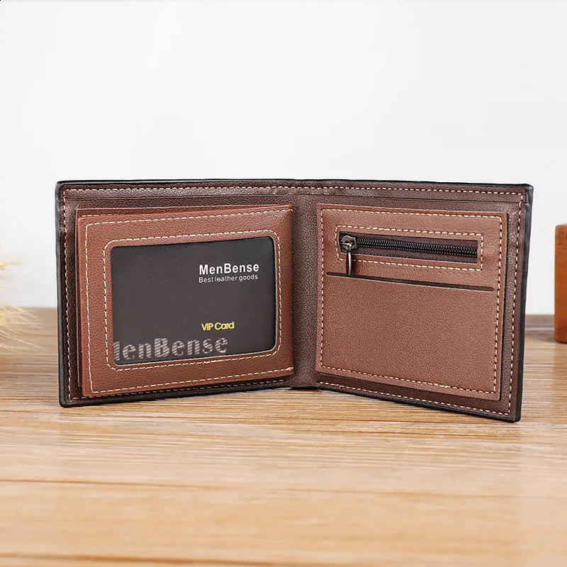 Mens Leather Wallet Short Mens Wallet Credit Card Top Vintage Male Small Wallet Coin Purse Wallet 241224