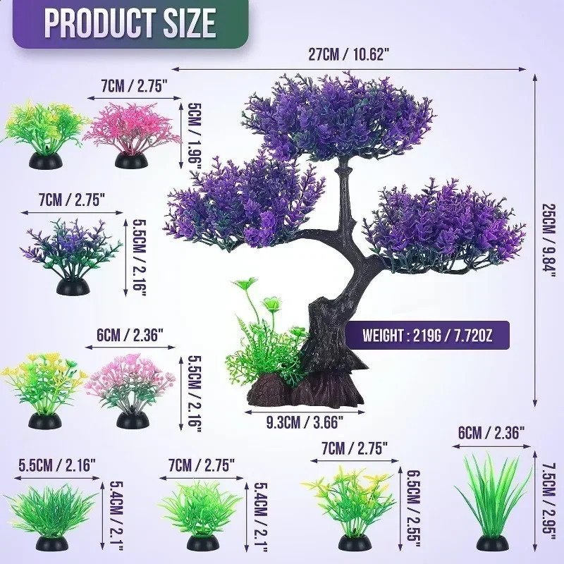 1set Aquarium Artificial Plastic Plants Decoration Goldfish Tank Betta Fish Tank Plants Water Weeds Ornament Aquarium Decor 241225