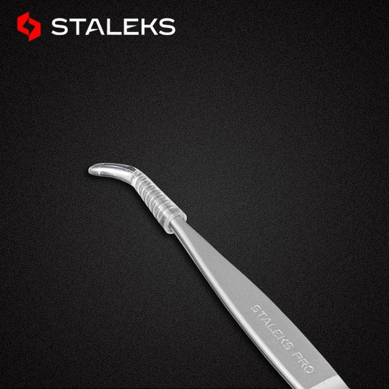 1pc STALEKS Pro High-precision Stainless Steel TE Series Straight Curved Tweezers Grafting Eyelashes Extension Makeup Tool 241223