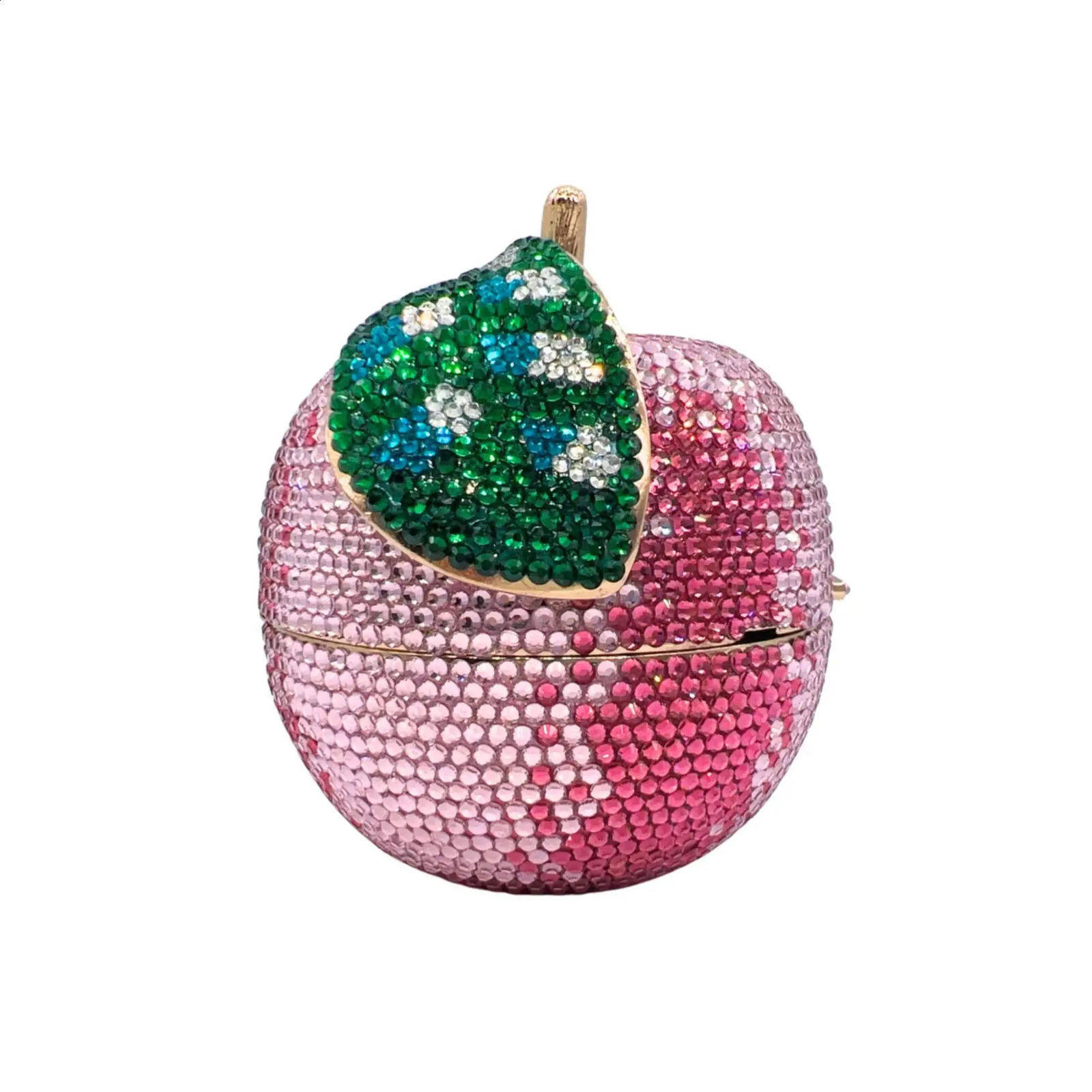 Lady Apple Fruit Crystals Evening Clutch Bags Women Gems Shoulder Bling Diamond Metal Purses Wedding Party Purse Bag 241225