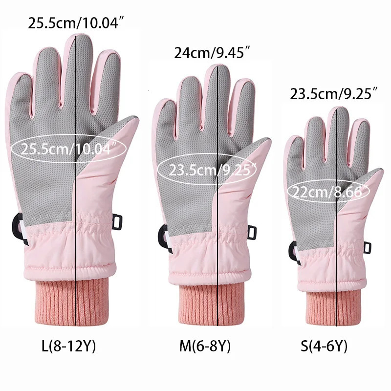 Winter Ski Gloves for Children Windproof Thickened FiveFinger Cartoon Printed Boys Girls Snow Warm Accessories 412Years 241225