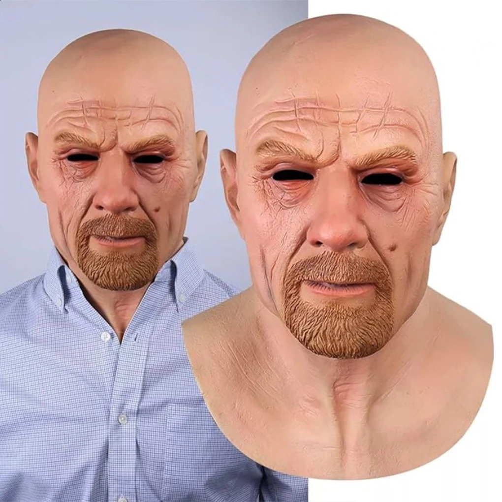 Scary Headgear Full Face Upper Body Party Prop Mr. white Adults 3D Simulation Latex Halloween Handsome Man Spoof Funny Mask 241225