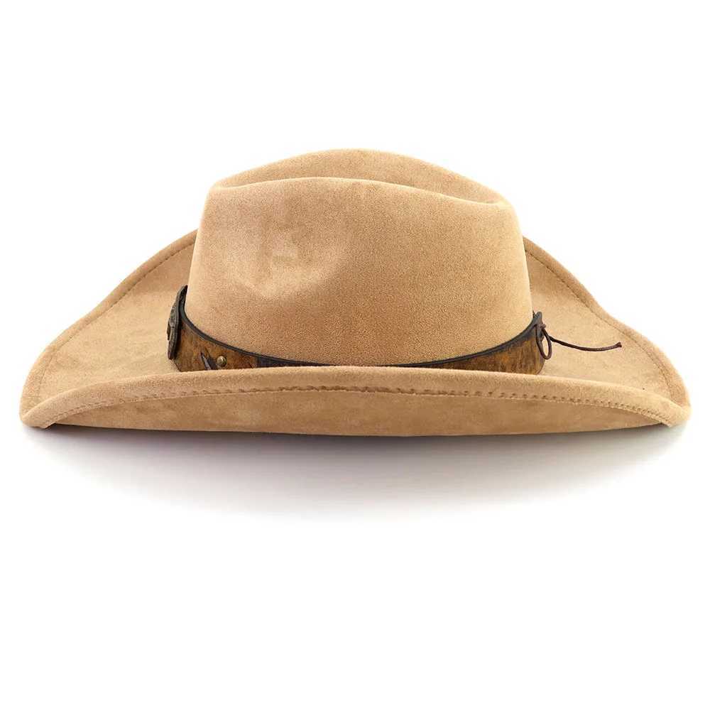 Western Big Brim Cowboy Hat Cow Head Belt Suede Top Hat Outdoor Mens Hat Womens Party Horse Riding Cowboy Hat W241225