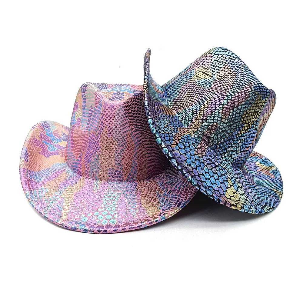 New Color Cowboy Hat Party Fluorescent Big Brim Knight Hat Western Top Hat W241225