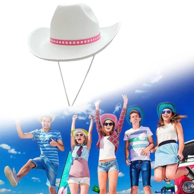 White Hat Costume Accories Western Cowboy Hat Multipurpose Decoration for Kid Girl Costume Cosplay Props Ornament W241225