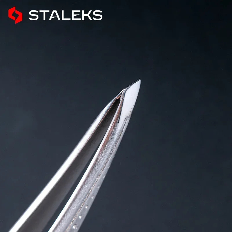 STALEKS TC-12/3 High Precision Eyebrow Tweezers Stainless Steel Slant Tip Tweezers Makeup Tool Tweezer with Storage 241223