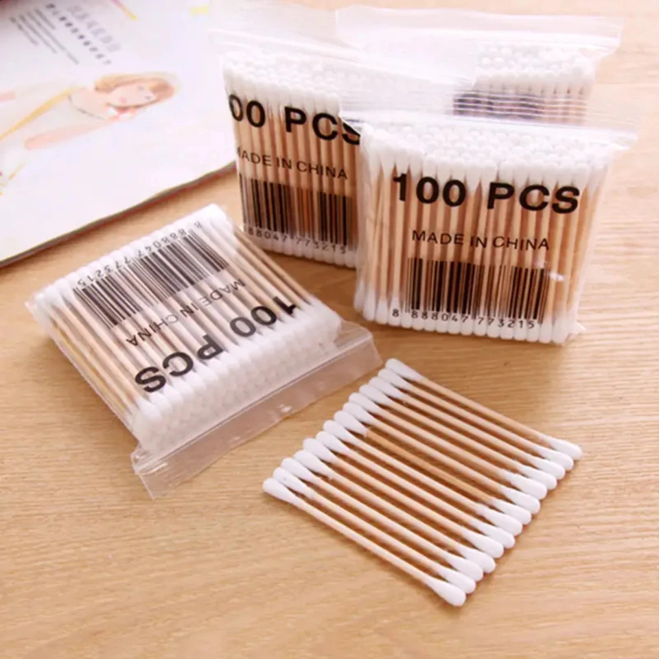 Soft 100% Cotton Disposable Cosmetic Cleaning Swabs for Ear Cleaning 241226