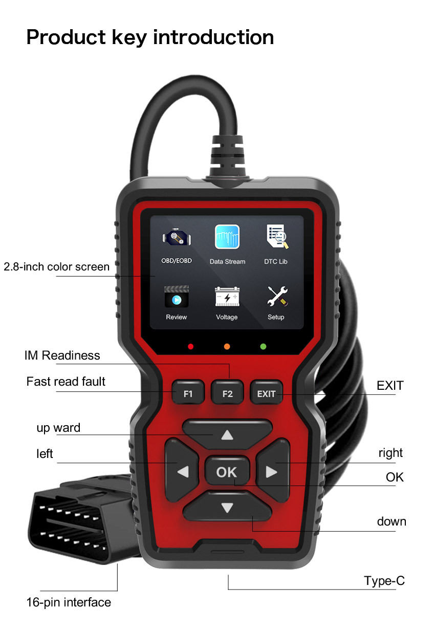 Universal V519 OBD2 Scanner Truck and Car Code Reader OBDII Diagnostic Code Reader Tool for Check Engine Light Read/Erase Codes