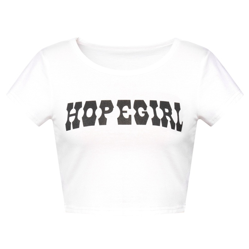 Women's T-Shirt Slim Fit Baby Letter Printed Pattern Casual T-Shirt - Short Sleeve Exposed Navel Top