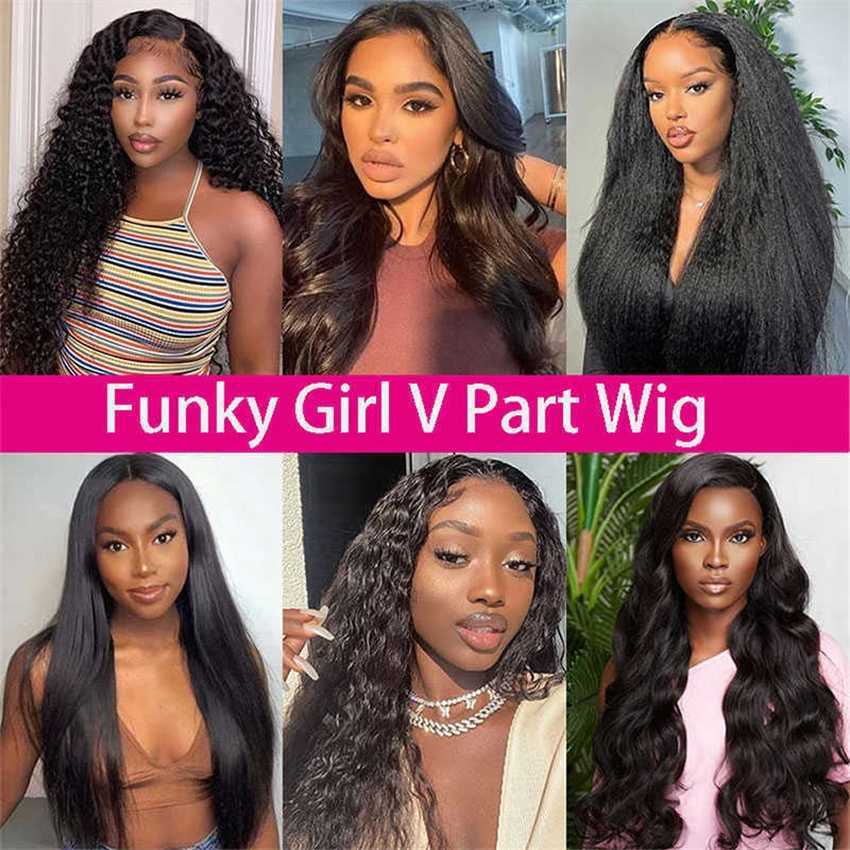 Synthetic Wigs Water Wave v u Part Human Hair Wig Brazilian Curly Shape Full Machine Made s for Women Glueless Remy s 230227 Hair Wigs