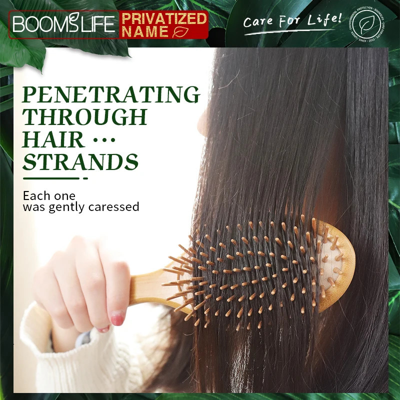 Personalized Wide Tooth Wood Combs for Hair Massage Scalp Bamboo Hair Brush Women Custom Styling Hair Comb Detangling HairBrush 241225