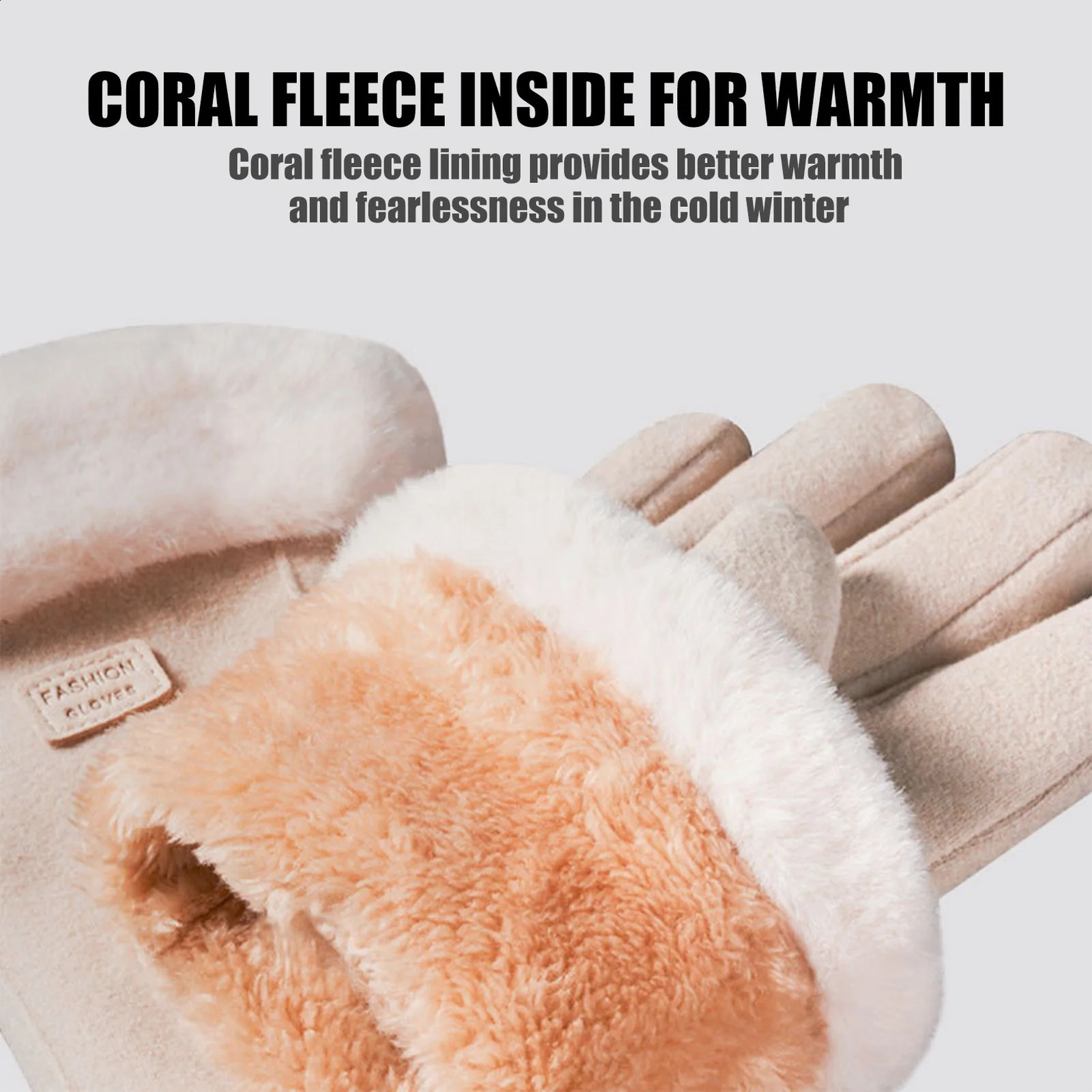 Womens Winter Warm Gloves Deer Skin Windproof Full Finger Gloves For Cycling Travel Camping Touch Screen Velvet Glove 241226