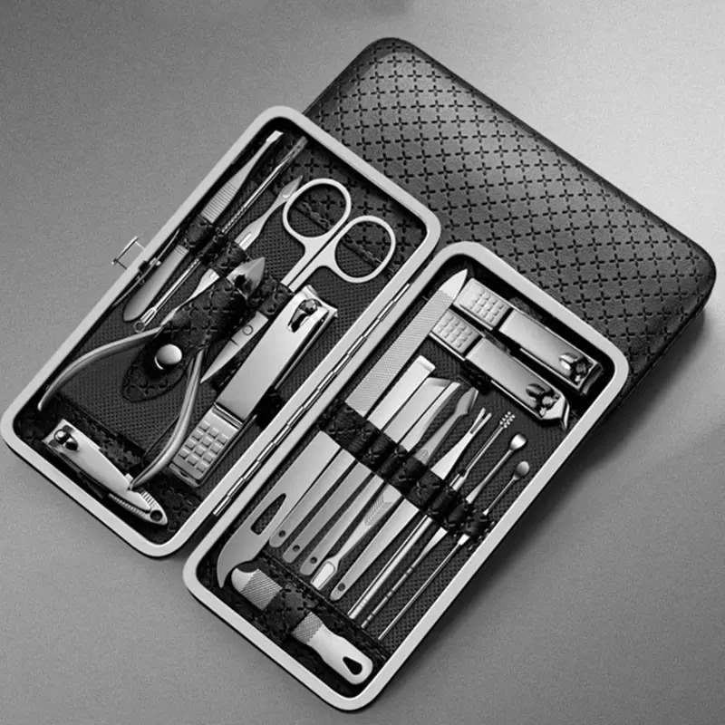 19PCS Manicure Set Pedicure Nail Scissors Tool Nail Clipper Set Stainless Steel Manicure Cutter Trimmer Ear Spoon Nail Clipper 241225