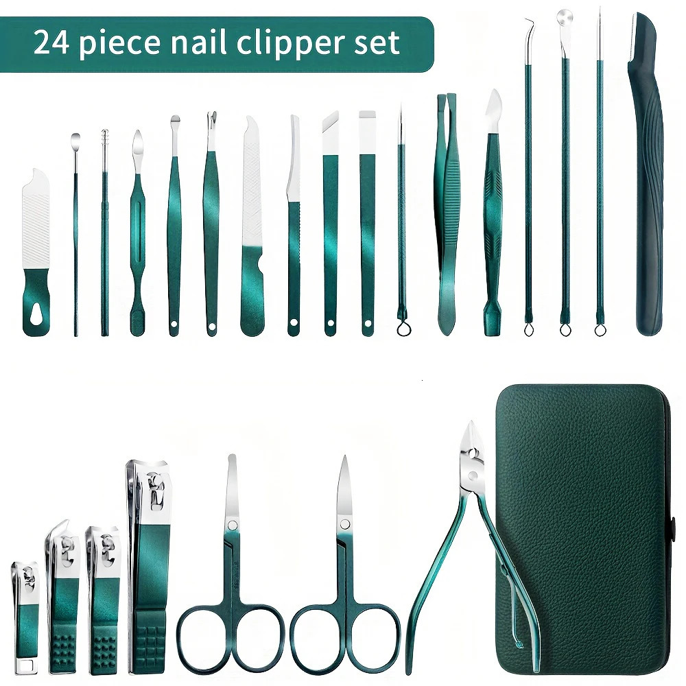 7/13/24pcs Manicure Tool Set Cuticle Nippers And Cutter Kit Professional Nail Clippers Pedicure Kit Nail Art Tools 241225