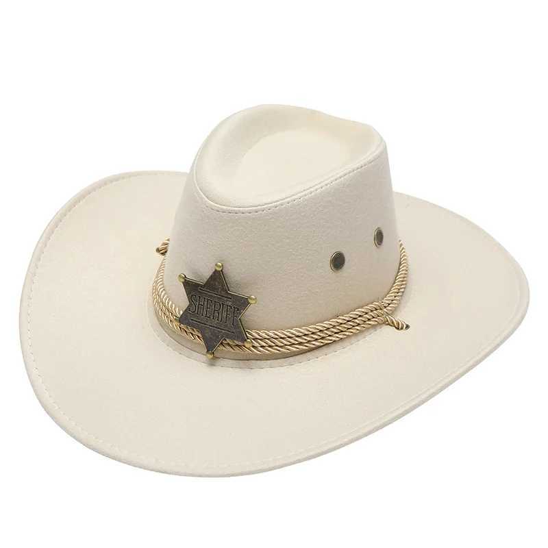 Western cowboy hat retro Sheriff C sunscreen with wind rope hat men and women horseback riding tourism fishing sunset C W241225