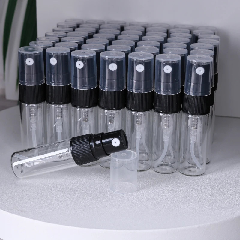 50/batch 3ml high quality clear glass perfume bottle ultra fine mist spray bottle mini cologne perfume bottle 241225