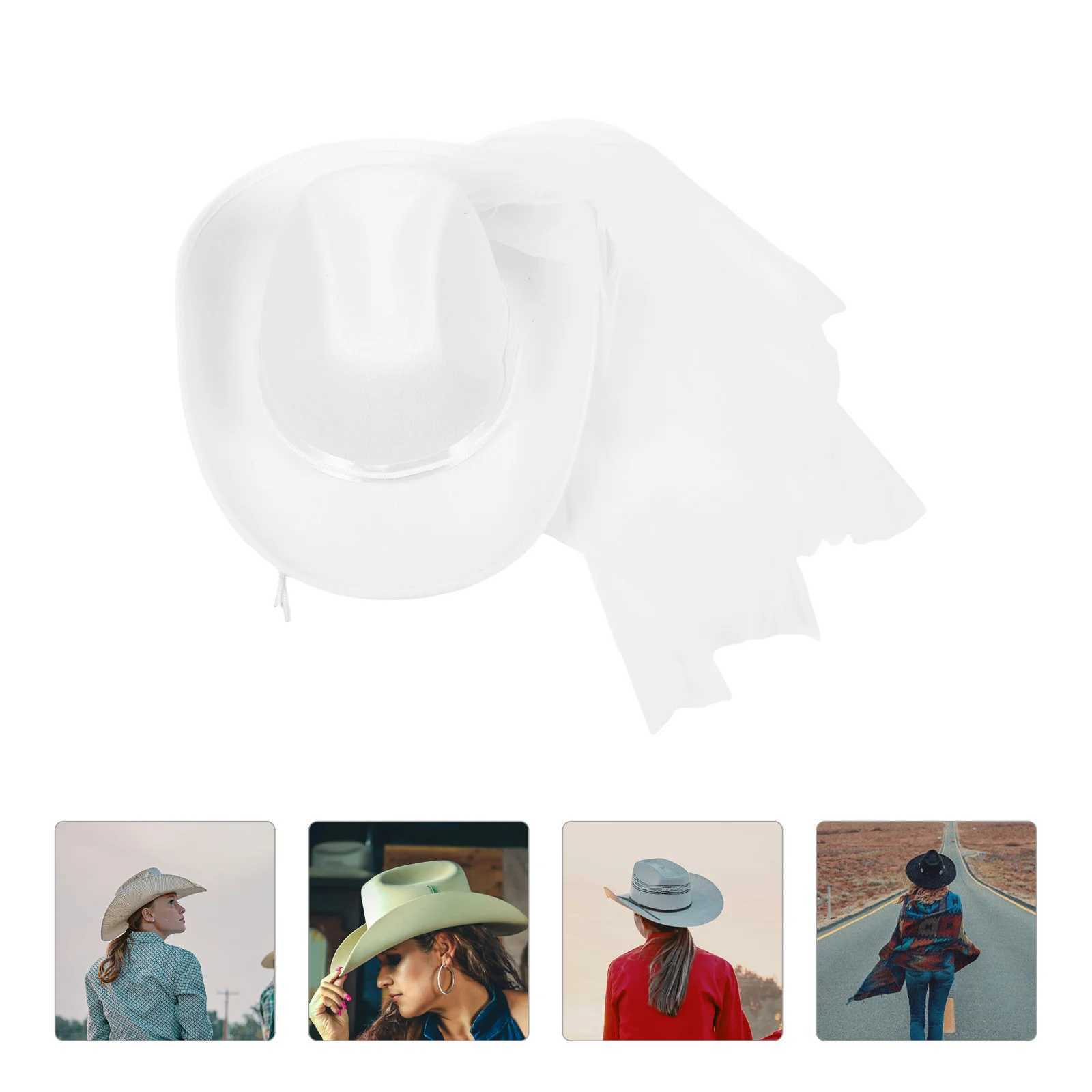 Cowboy Hat Veil Female Travel Party Role Play Solid Color Neutral Cowboy Girl Module Decorative Clothing W241225