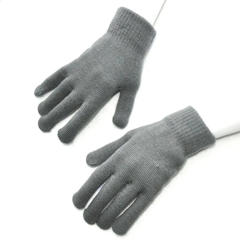Unisex Autumn Winter Warm Gloves Solid Color Knitted Woolen Five Finger Gloves Mittens Thick Windproof Cycling Driving Gloves 241226