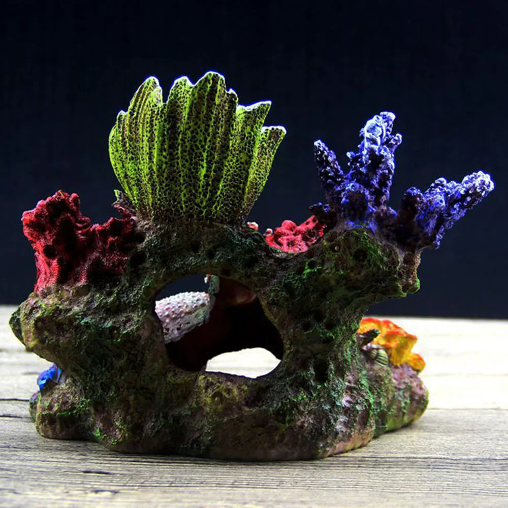 Resin Coral Plant Shell Reef Mountain Aquarium Ornament Fish Tank Cave Decor 241225