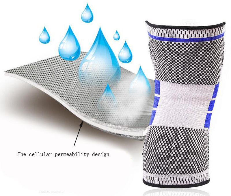 Outdoor sport nylon knee sleeve spandex compression basketball knee brace with spring