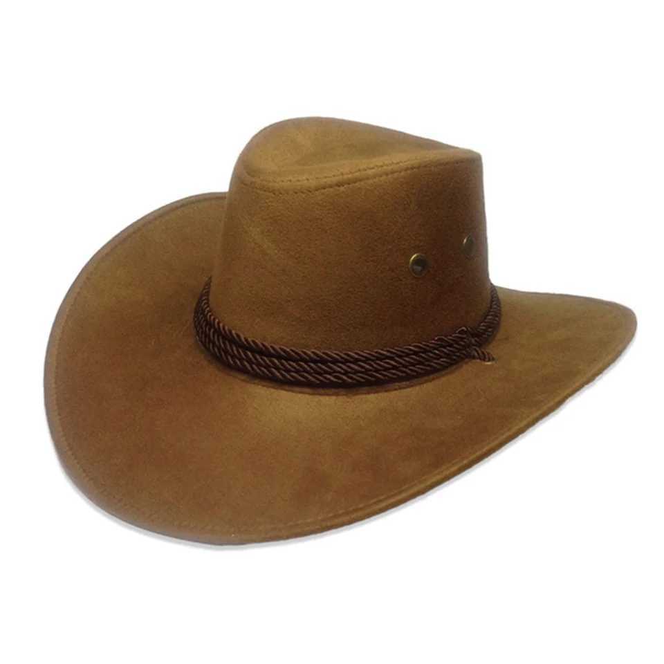 New artificial suede Western cowboy hat retro big edge gentleman cowboy girl jazz hat holiday party role-playing hat W241225