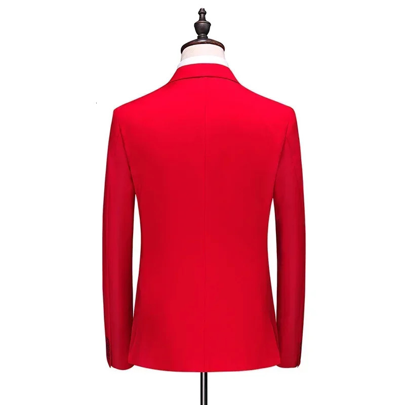 2024 Fashion Mens Business Double Breasted Solid Color Suit Coat Male Slim Wedding 2 Pieces Blazers Jacket Pants Trousers y241220