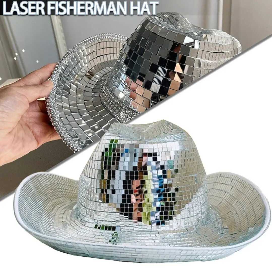 Mirror disco cowboy hat reflective sequins amazing disco C suitable for women exquisite cowboy hat stage props W241225