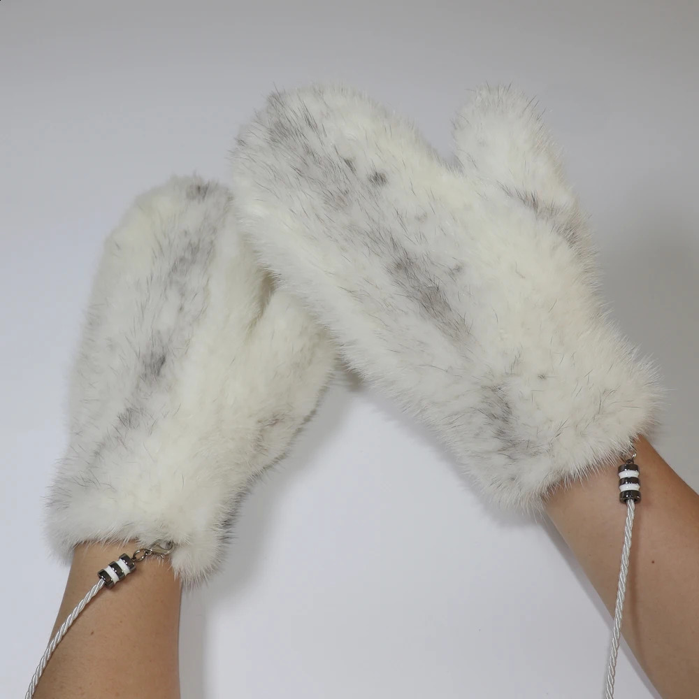 Winter Real Mink Fur Gloves Women Soft Warm 100%Natural Mink Lady Good Elastic Genuine Knitted 241226