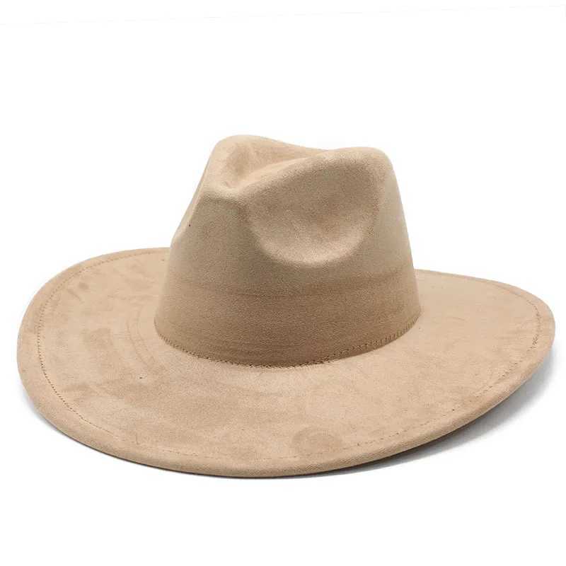Elegant cotton blend Fedora hat suitable for both men and women featuring a classic wide Brim gentleman hat with a suede like finish of 57-58cm W24122