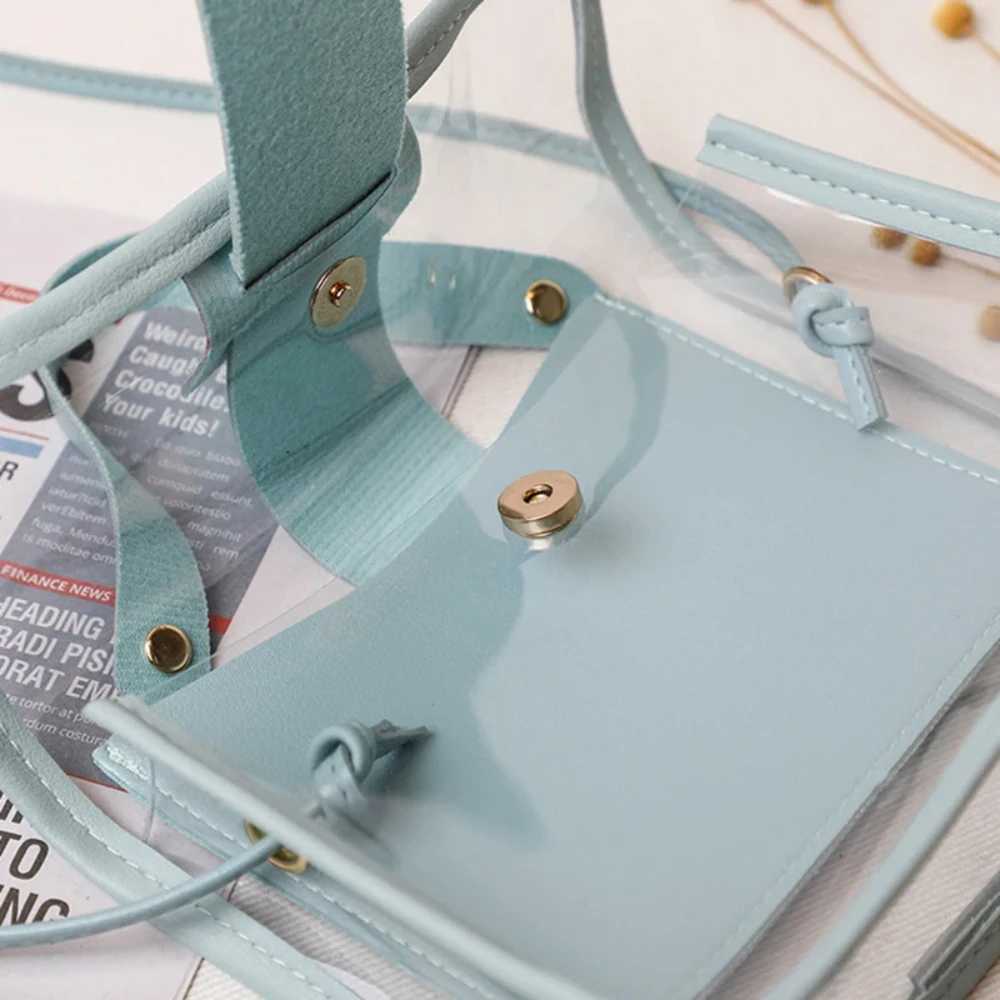 Ladys Transparent Bag Small Square Bag Individual Large Pin Buckle Shoulder Bag Woman Cross-Body Bag Ladies Transparent BagXJ241225