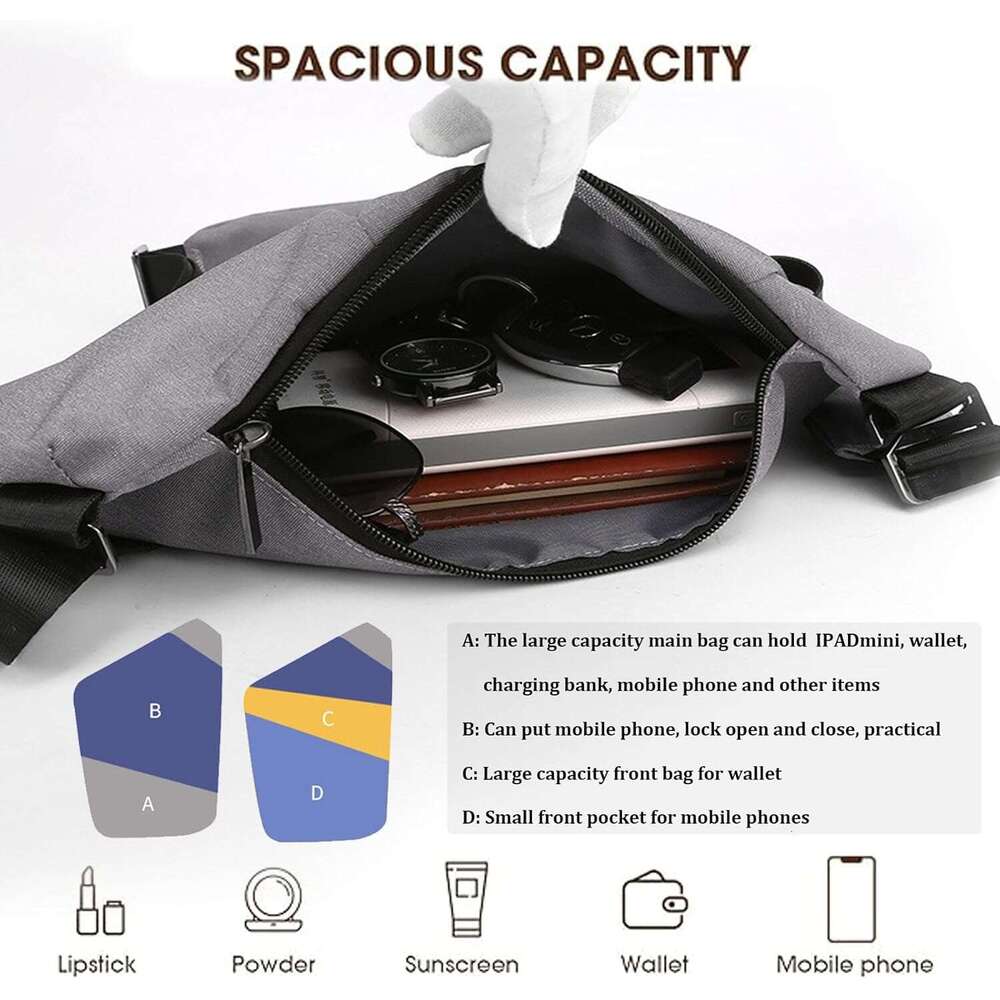 Travel Purses Anti Theft Safe Slim Sg CrossBody Bag, Personal Flex Bag for Men&Women
