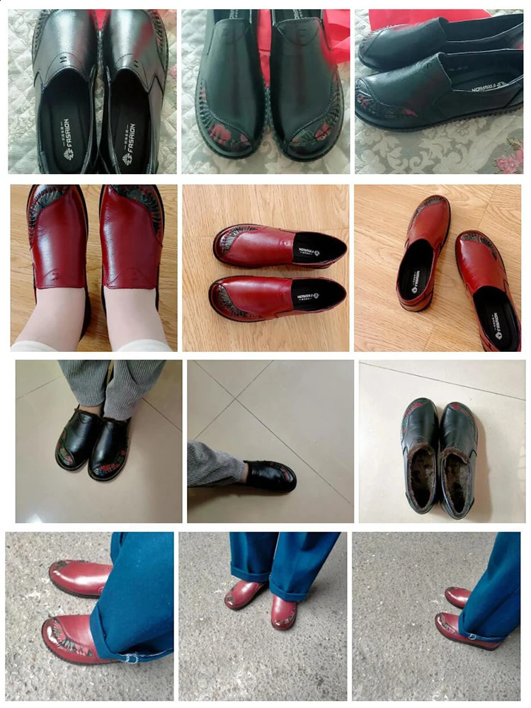 Genuine Leather Ballet Flats Shoes Women Vintage High Quality Loafers Womens Moccasins Casual Elegant Ladies Wide Shoes241226