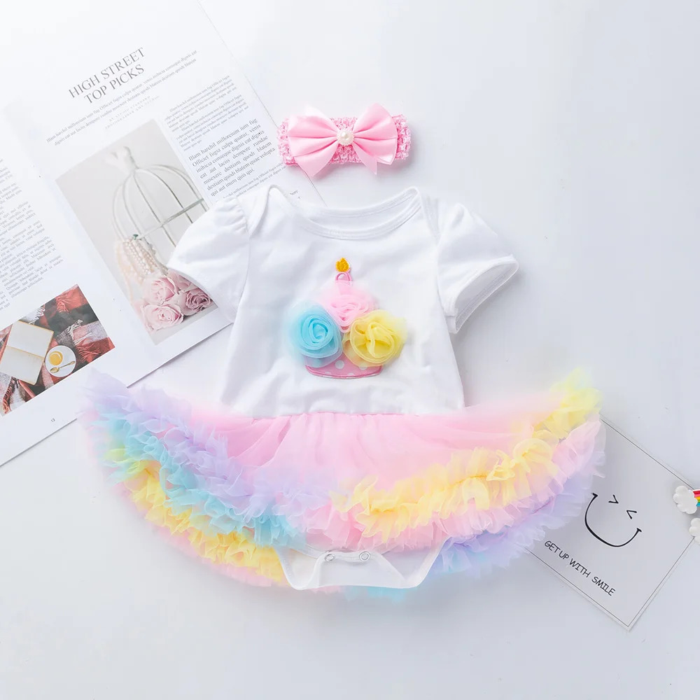 Baby Girl Clothes TUTU Short Sleeve Romper Dress Princess Girls Clothing Sets Cotton MultiColor Summer Style 241225