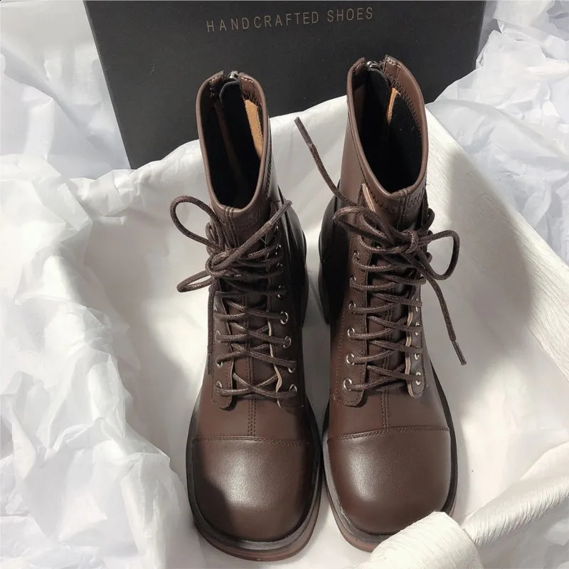 Thick-soled British style stretch skinny short square high-heeled knight vintage motorcycle boots C35 241226