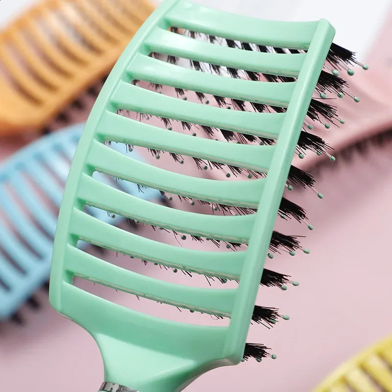 Women Wet Curly Detangle Hair Brush Hair Brush Scalp Massage Comb Hairbrush Bristle Nylon Salon Hairdressing Styling Accessories 241225