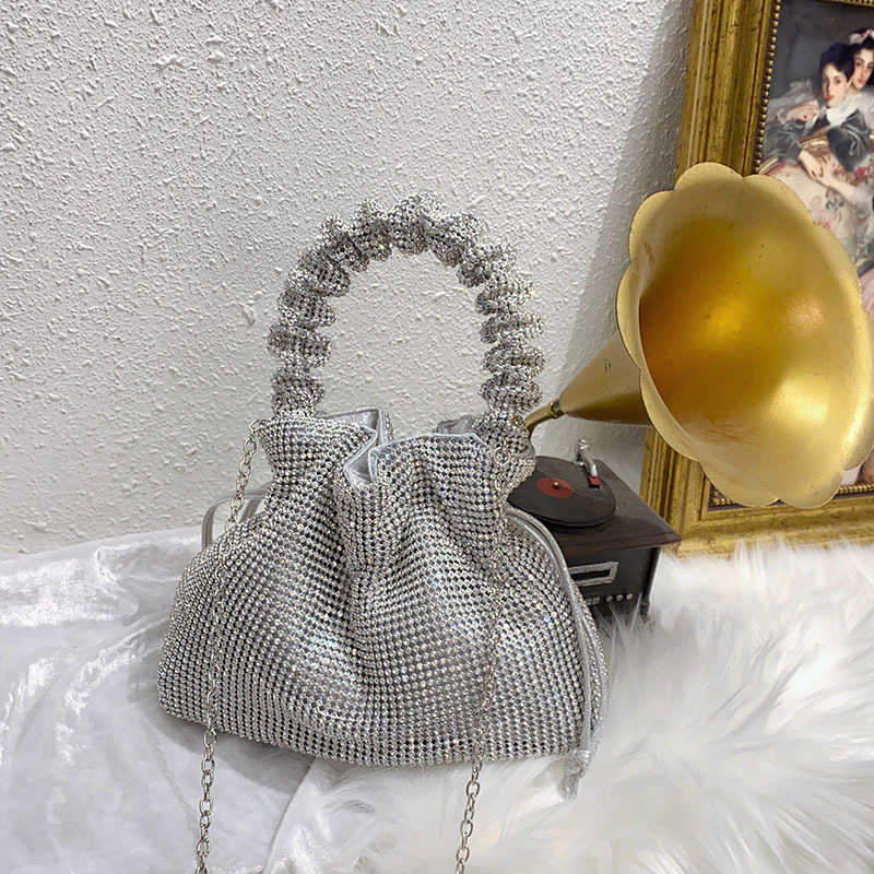 Fashion Trendy Personalized Evening Bags Elegant Light Luxury Dumpling Bag Tote Shiny Ineffective Diamond Inlaid Handbag 241226