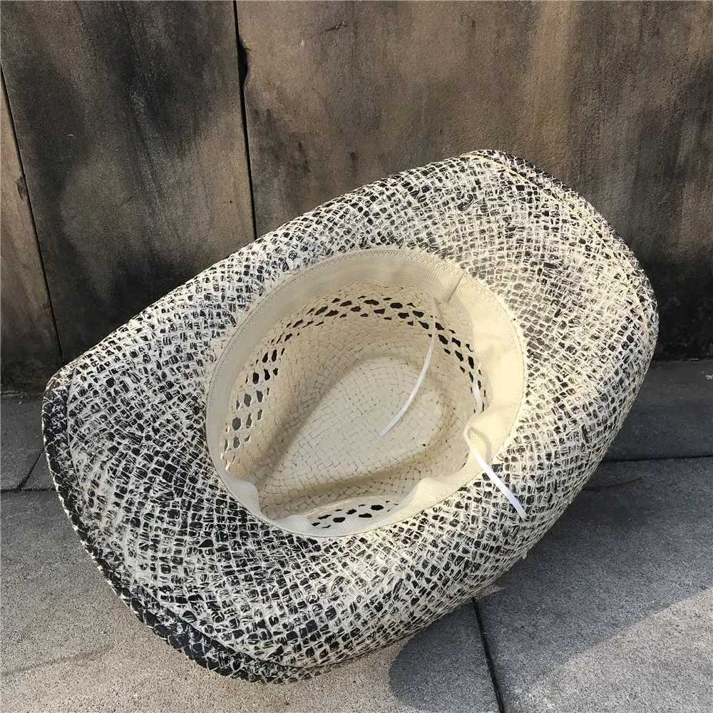 Womens Str Hollow Western Cowboy Hat Elegant La Tassel Sombrero Hombre Hat Charm Sunbonnet Cowboy Hat W241225