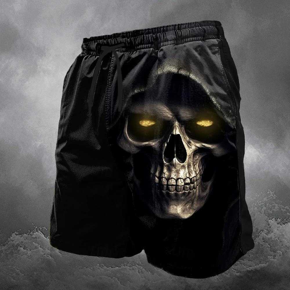 Funny Skull Print Mens Shorts Summer Beach Surfing Swim Shorts For Men Run Trunks Shorts Casual Drawstring With Pockets Pants W241226