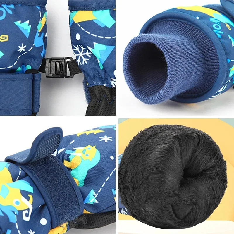 Winter Children Ski Gloves Thicken Waterproof Kids Snowboard Riding Snow Child for Boys Girls 413Y 241225