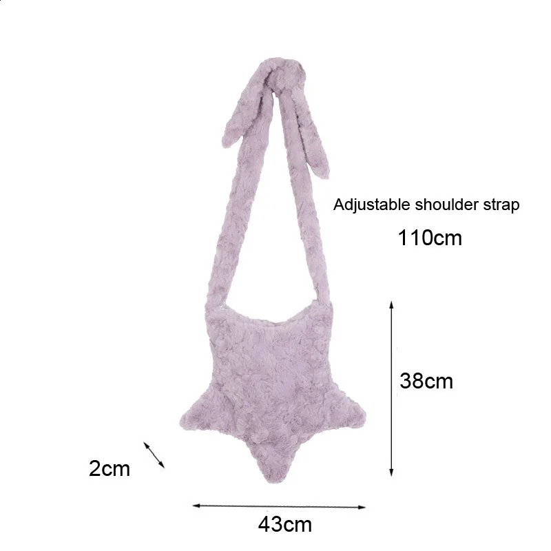 Hylhexyr Star Shape Soft Plush Messenger Bag Candy Color Fashion Cross Body Bags Large Womens Shoulder Handbag241226