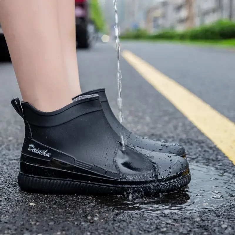 Rain Boots Womens Fashion Rubber Shoes Non-slip Wear-resistant Outdoor Trendy Water Shoes Work Shoes Camping Rubber Boots 241226