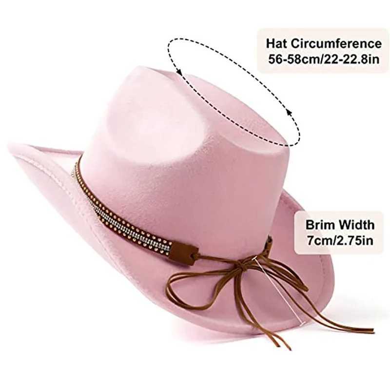 Fashionable Retro Western Cowboy Hat Wide Brim Jazz Hat Outdoor Sunscreen Felt Hat Mens Cowboy Girl Party Role Playing Hat W241225