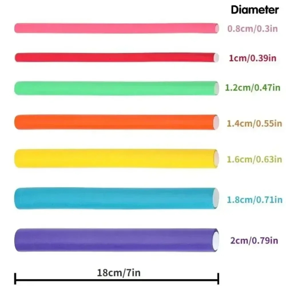 42Pcs Flexible Hair Curling Rod Heatless Hair Curler No Heat Hair Rollers Soft Foam Bendy Twist Curls Flexi Rods Styling Tools 241225